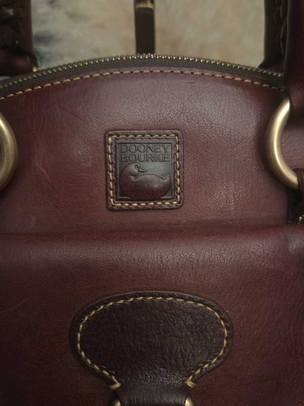 Dooney & Bourke Florentine Oxblood Whipstitched Satchel Crossbody Bag - Picture 3 of 17